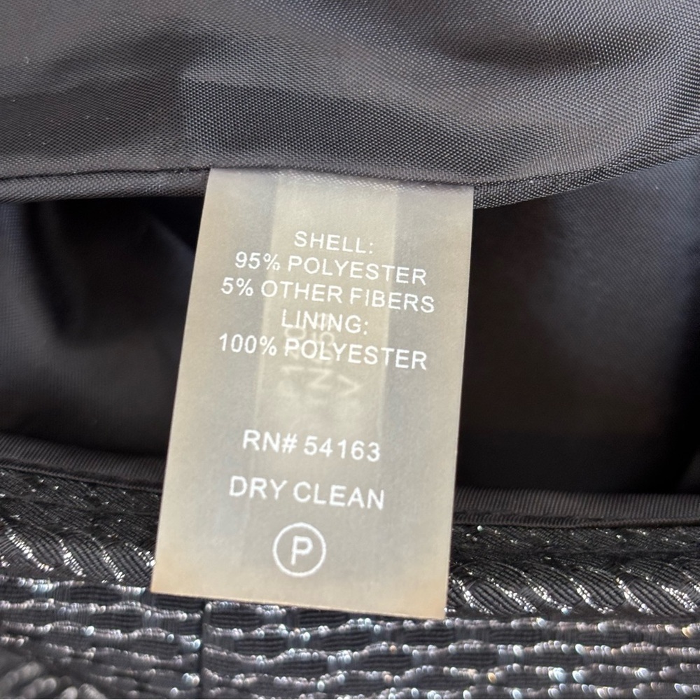 Calvin Klein Metallic Jacquard Straight Pencil Skirt Classic Black Silver 2 New - Picture 11 of 11